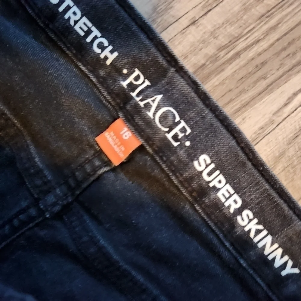 Black Wash Adjustable Waist Super Skinny B Jeans Size 16